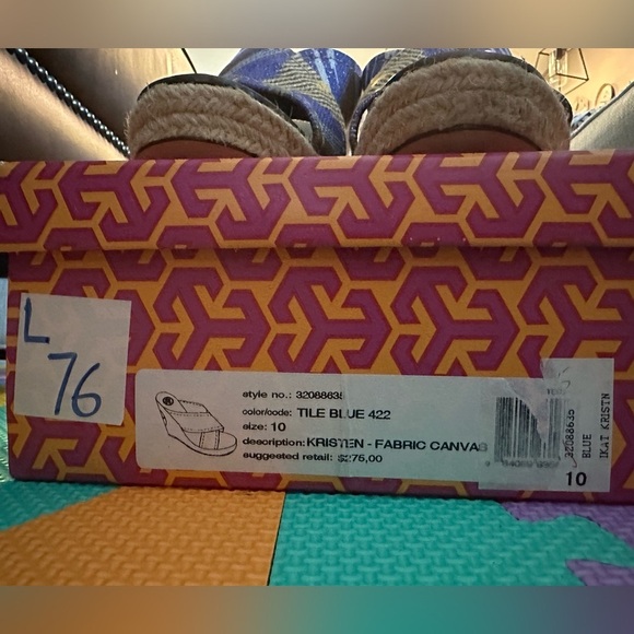 Tory Burch Kristen Fabric Canvas Wedge - SZ 10 - Picture 2 of 7